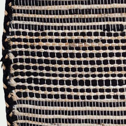 Tapis rond en coton recyclé et jute - noir D160cm