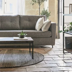 Tapis rond en coton recyclé et jute - noir D160cm