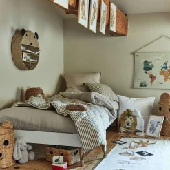 Tapis rond motif tête d'ours en jute d100cm - naturel