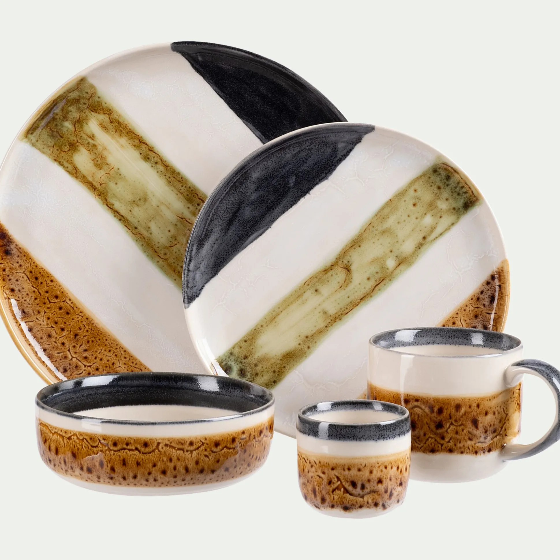 Tasse à espresso en grès peint 12cl - marron