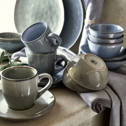 Tasse et soucoupe petit-déjeuner en grès 22cl - vert