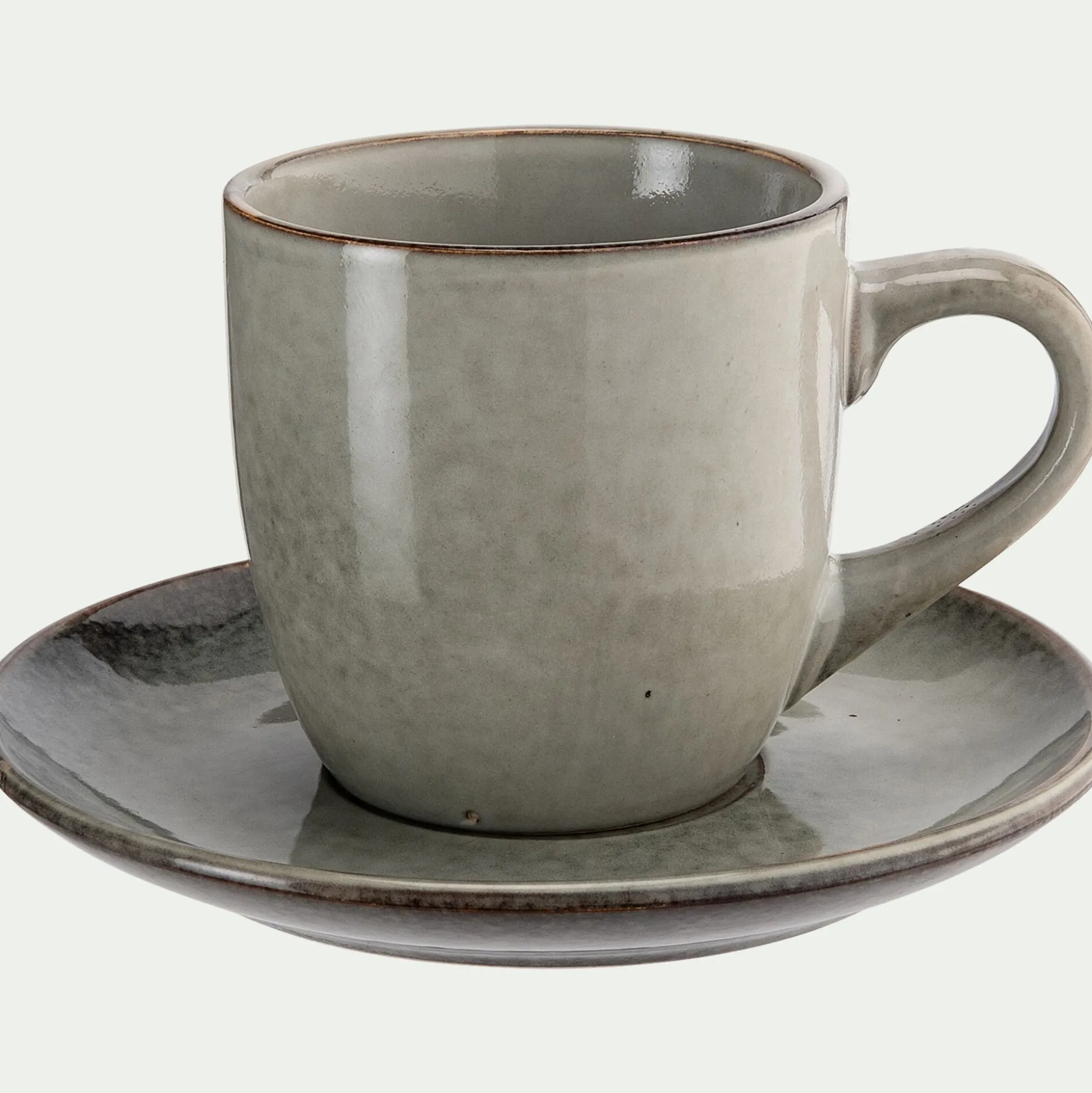 Tasse et soucoupe petit-déjeuner en grès 22cl - vert