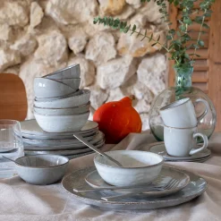 Tasse et soucoupe petit-déjeuner en grès 22cl - vert