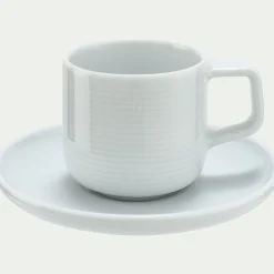 Tasse et sous-tasse spirale en porcelaine 10cl - blanc