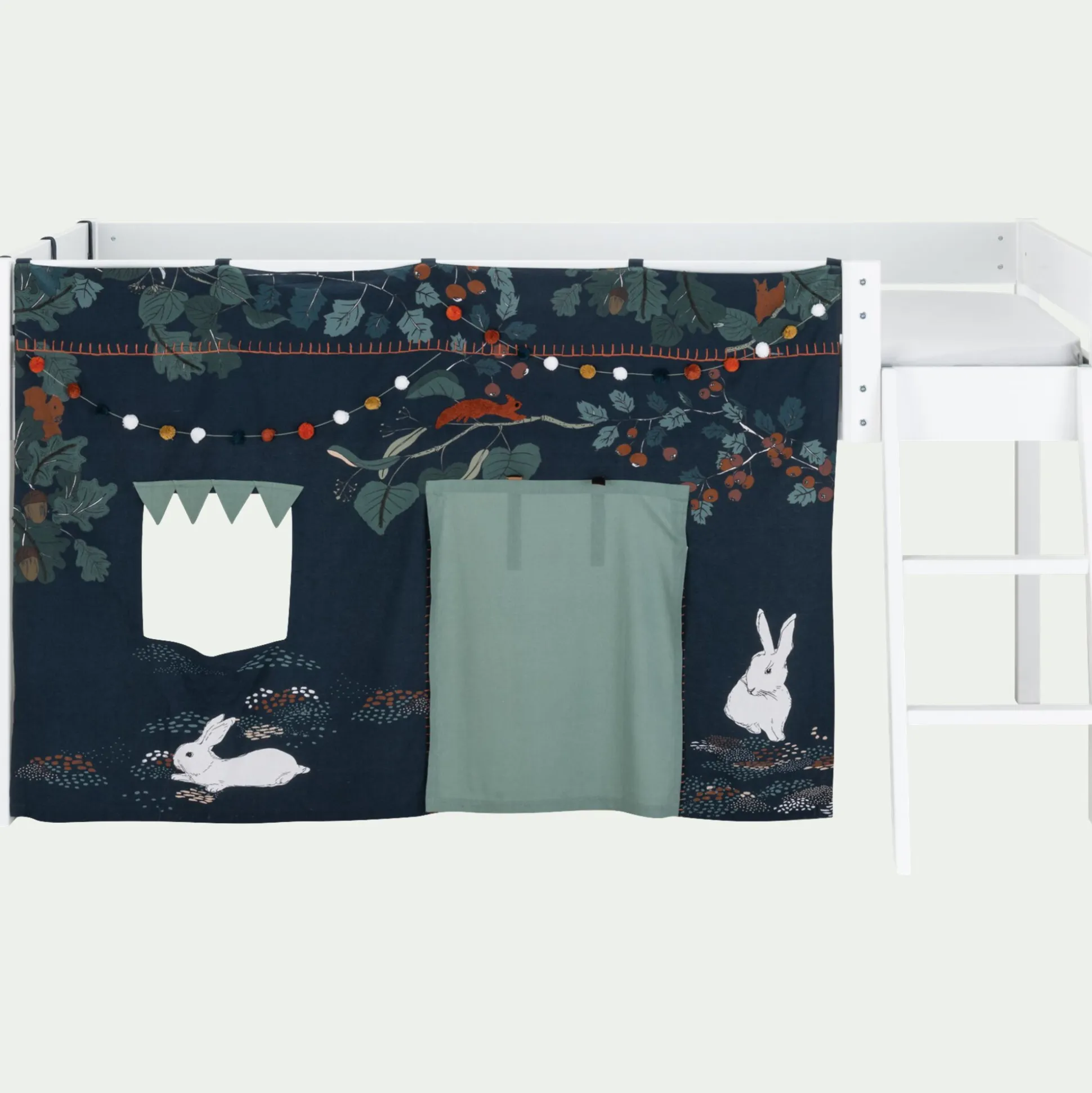 Tente de lit enfant à motifs sous-bois - bleu