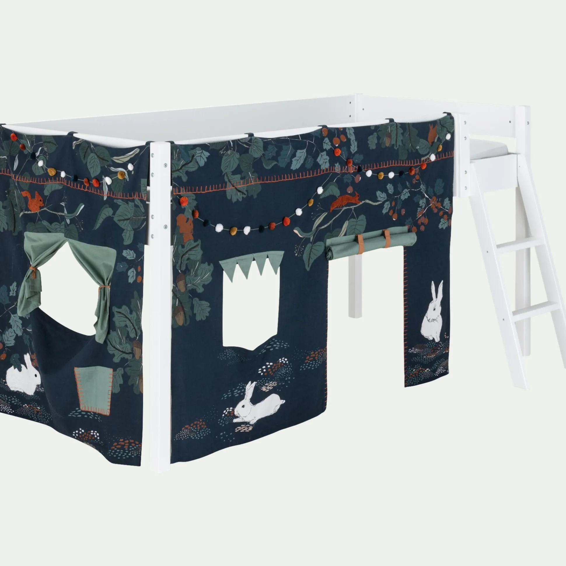 Tente de lit enfant à motifs sous-bois - bleu