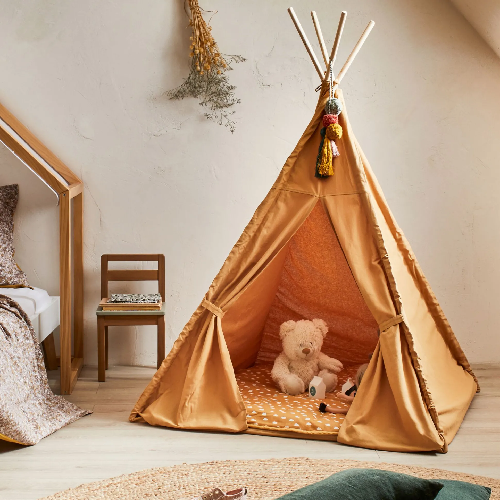 Tipi pour enfant avec tapis - beige nèfle