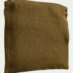 Trousse de toilette en lin - vert mousse