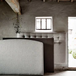 Tête de lit boutonnée en tissu - gris clair L190cm