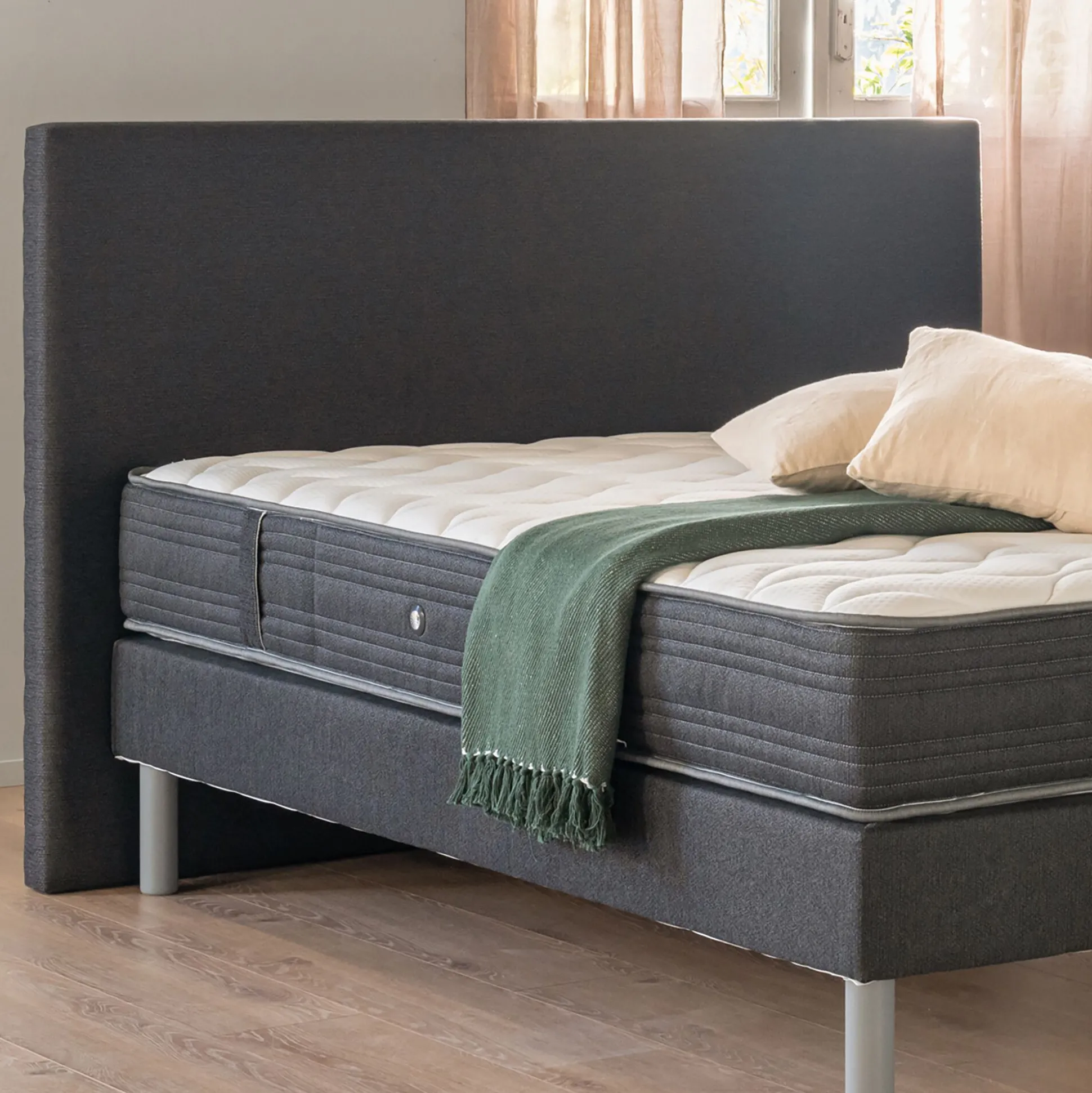 Tête de lit droite en tissu - gris anthracite L190cm