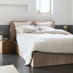 Tête de lit en bois avec rangement - effet chêne clair L165cm