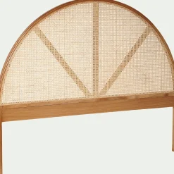 Tête de lit ronde en chêne et rotin L170cm - bois clair