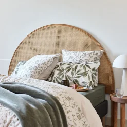 Tête de lit ronde en chêne et rotin L170cm - bois clair