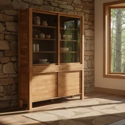 Vaisselier 4 portes en chêne massif L160cm - bois clair