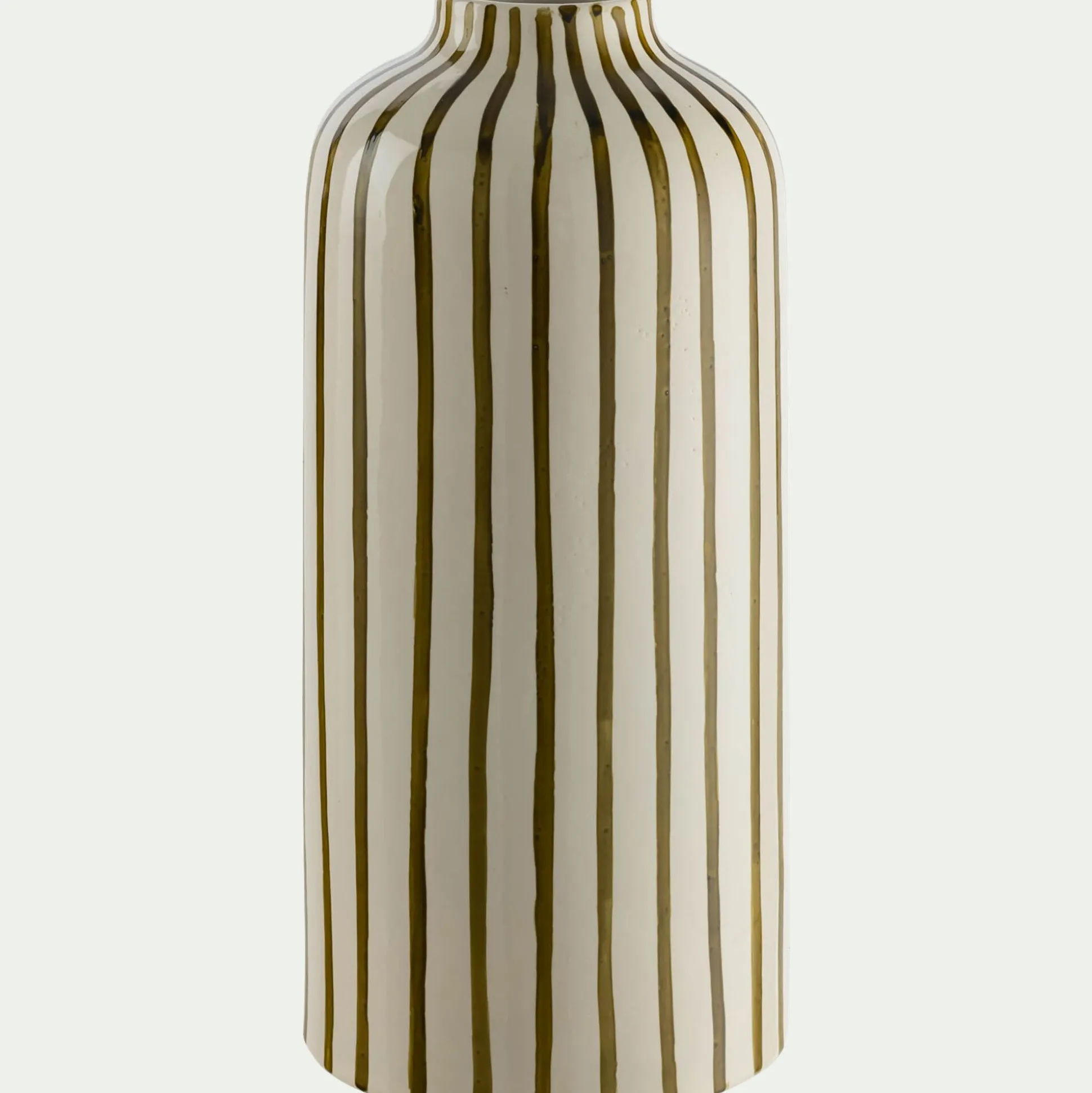 Vase à rayures en grès H30cm - vert