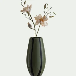 Vase à rayures en verre H34cm - vert