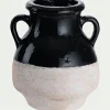 Vase amphore bicolore en grès H25,5cm - noir
