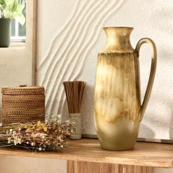 Vase amphore en faïence H39cm - jaune