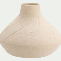 Vase boule en grès H14,5cm - beige