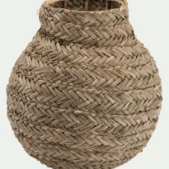 Vase boule en jonc de mer tressé H30cm - naturel