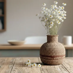 Vase boule en jonc de mer D50cm - naturel