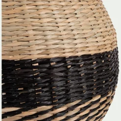 Vase boule en jonc de mer et bambou tressés H33cm - naturel