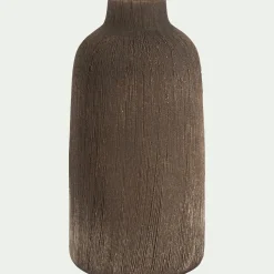Vase bouteille en faïence H17,5cm - brun terre d'ombre