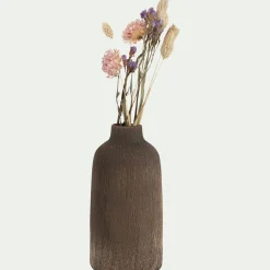 Vase bouteille en faïence H17,5cm - brun terre d'ombre