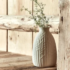 Vase classique en faïence texturée H24cm - blanc