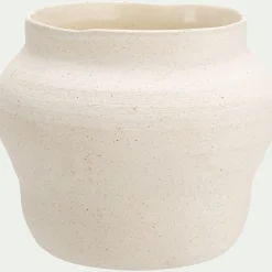 Vase classique en grès moucheté H16cm - blanc