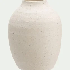 Vase classique en grès moucheté H15cm - blanc