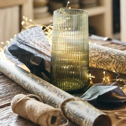 Vase classique en verre strié H24cm - vert