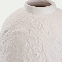 Vase contemporain en céramique texturée H28cm - blanc