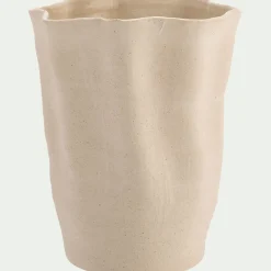 Vase contemporain en grès H24,5cm - beige