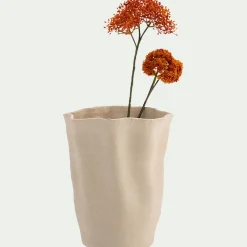 Vase contemporain en grès H24,5cm - beige