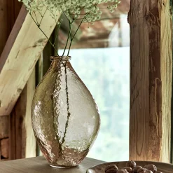 Vase contemporain en verre recyclé H34cm - orange