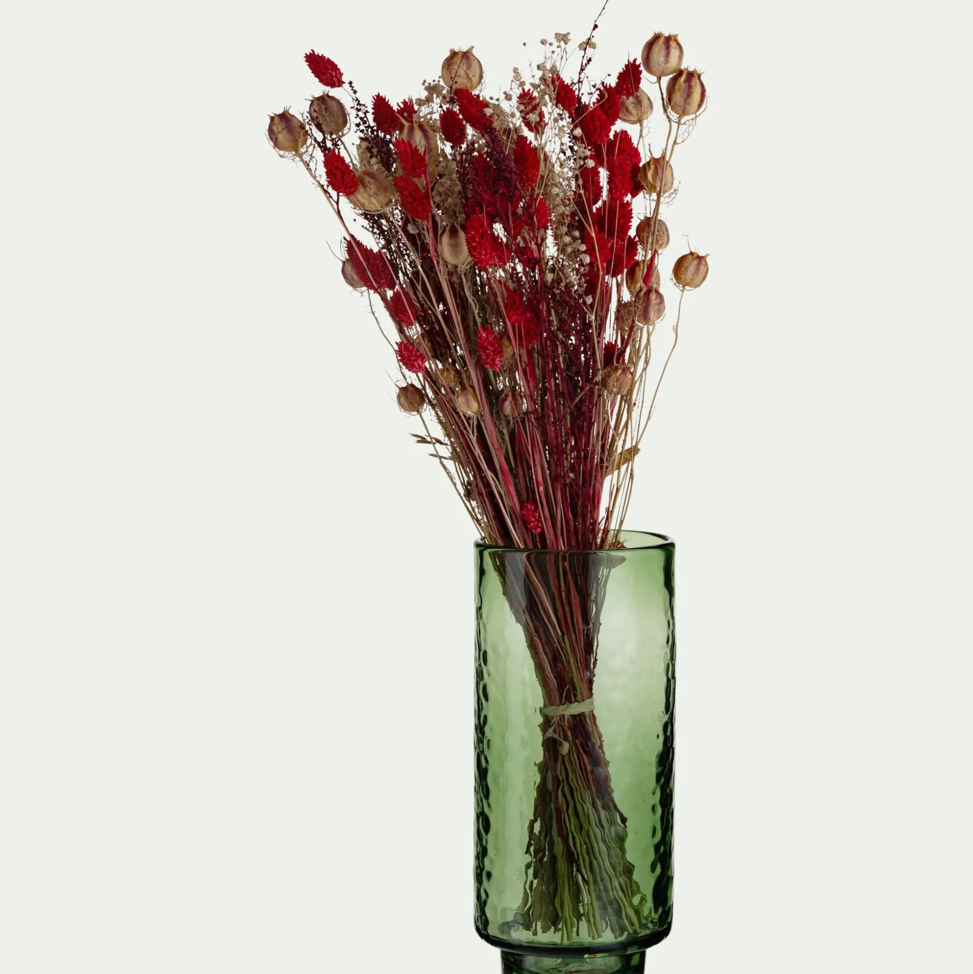 Vase en verre martelé H28,5cm - vert