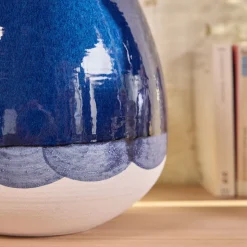 Vase pichet en faïence H33,5cm - bleu