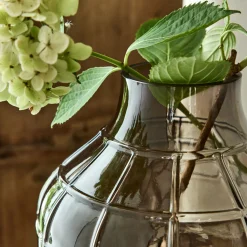 Vase quadrillé en verre teinté H30cm - gris