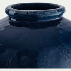 Vase texturé en grès D18xH23cm - bleu
