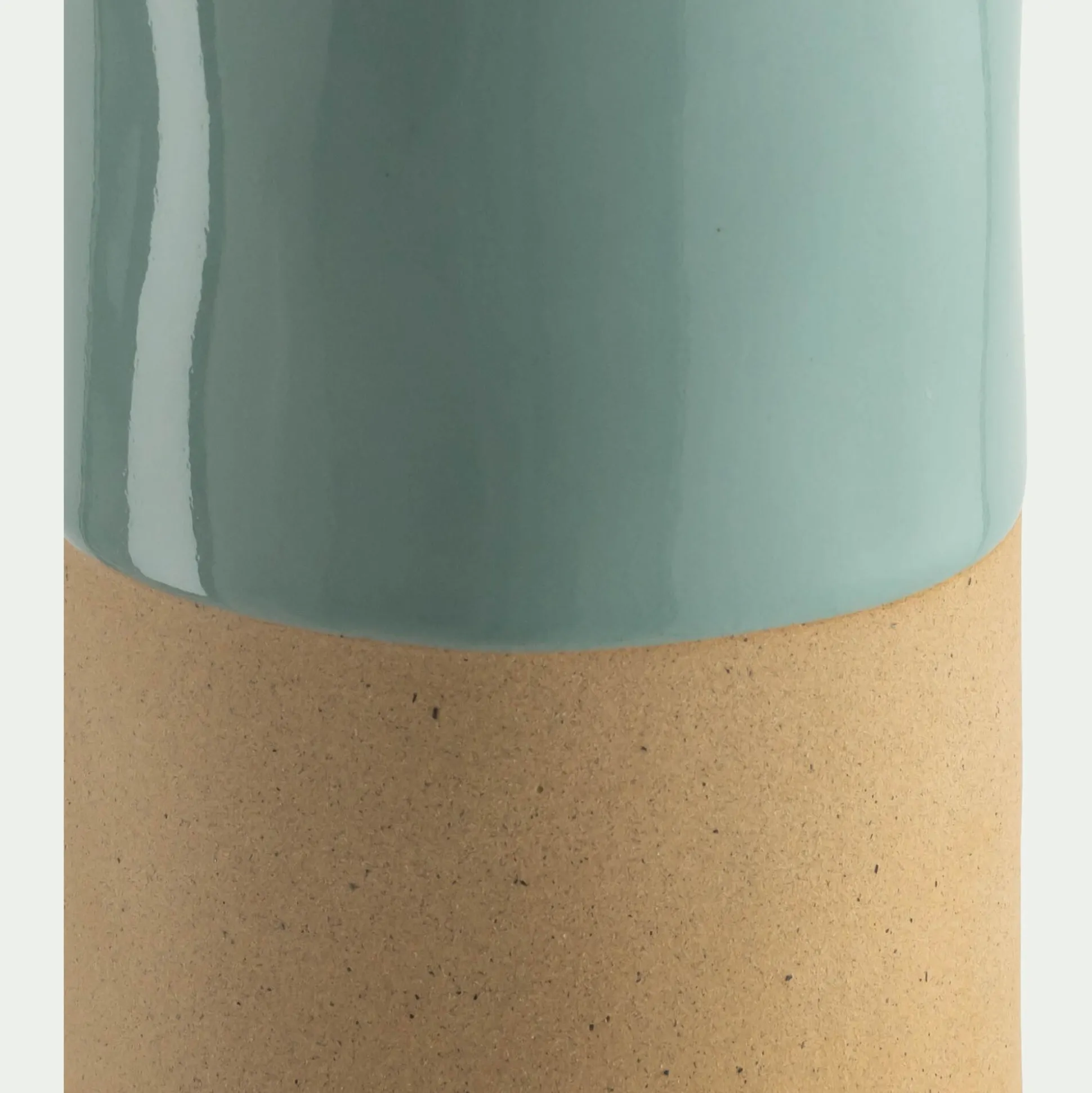 Vase tube bicolore en grès H20cm - bleu