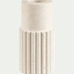 Vase tube en béton à relief H21cm - blanc