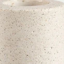 Vase tube en béton à relief H21cm - blanc