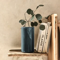 Vase tube en verre H23cm - bleu