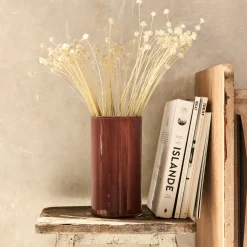 Vase tube en verre H23cm - marron