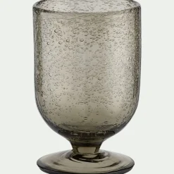 Verre à pied en verre bullé 25cl - gris