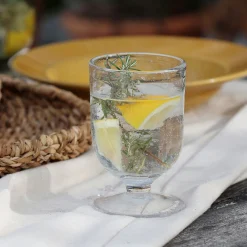 Verre à pied en verre bullé 25cl - transparent