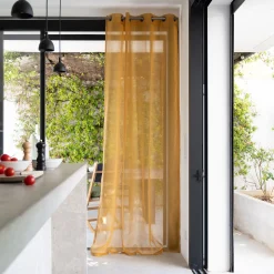 Voilage à œillets en polyester 135x250cm - jaune argan