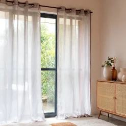 Voilage à œillets en polyester 135x250cm - gris borie