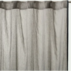 Voilage à passants cachés en lin et coton finition liseré 140x260cm - vert cèdre